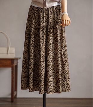 에르멜로 - [flare fit / leopard]레오 long skirt