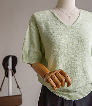 에르멜로 - [cotton 100 / 4color]스톤 v knit