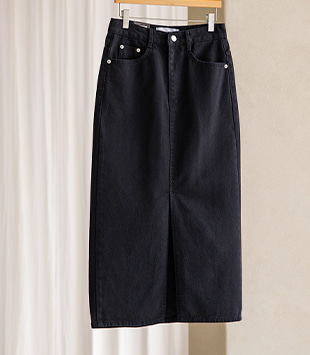 에르멜로 - [H line / slit]모크 denim skirt