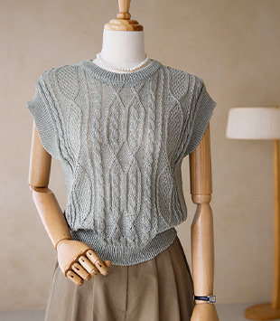에르멜로 - [linen 90 / cap sv]리프 knit t